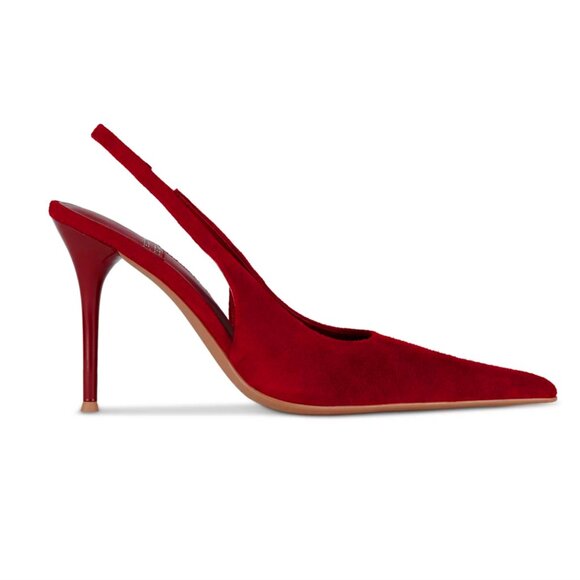 Jeffrey Campbell Womens "You-Wish" Red Suede Slingback Pointed Toe Pumps Size: 9 - Picture 2 of 8